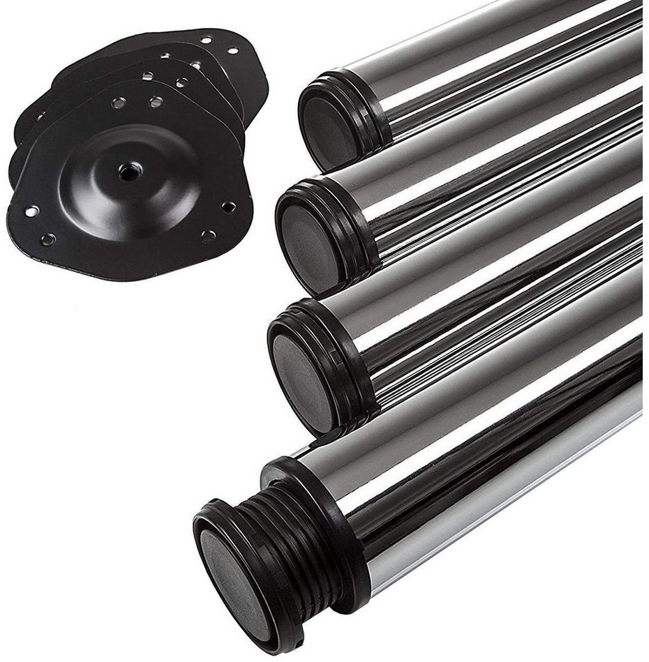 SO-TECH® Tischbein Ø 76 / 80 mm, belastbar bis 75 kg pro Stück, H: 71cm, Stahl, Chrom poliert, höhenverstellbar bis 32mm, 4x