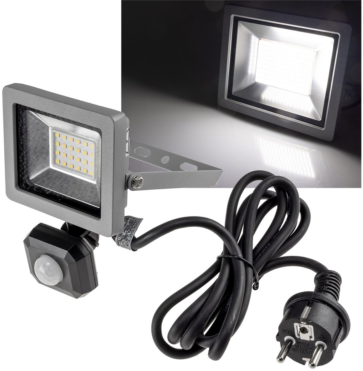 LED-Fluter SlimLine "CTF-SLT10 PIR"10W, IP44, 923lm, 4000K, Bewegungsmelder