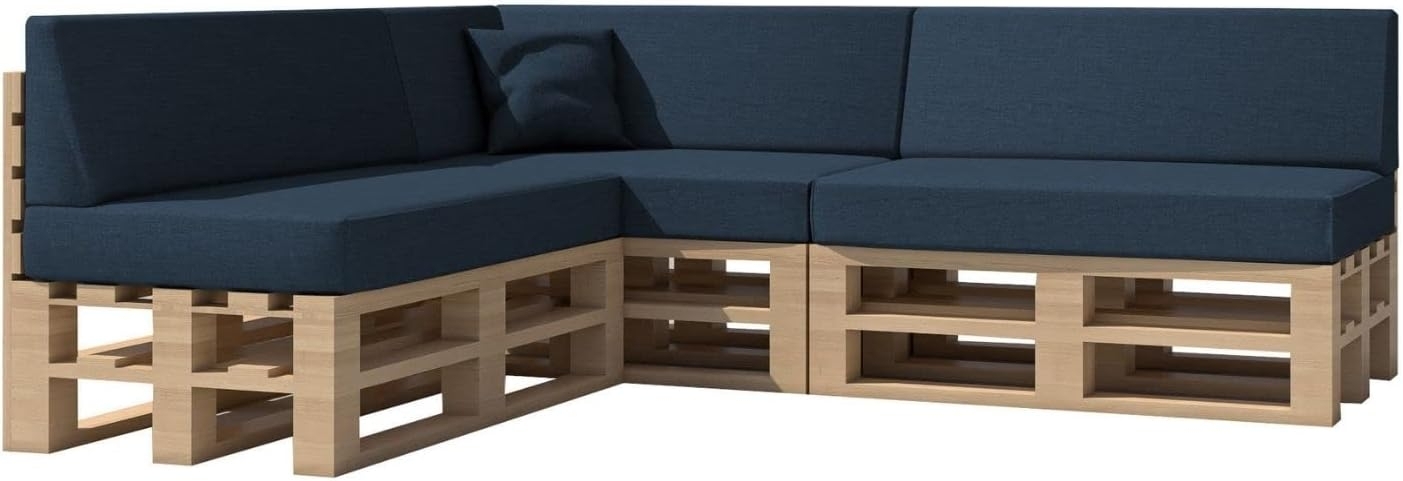 chilly pilley Palettenkissen Gartenkissen Palettenauflage Palettenpolster Indoor Outdoor Waschbar Abnehmbar Sitzkissen Rückenkissen (8er Set, Blau)