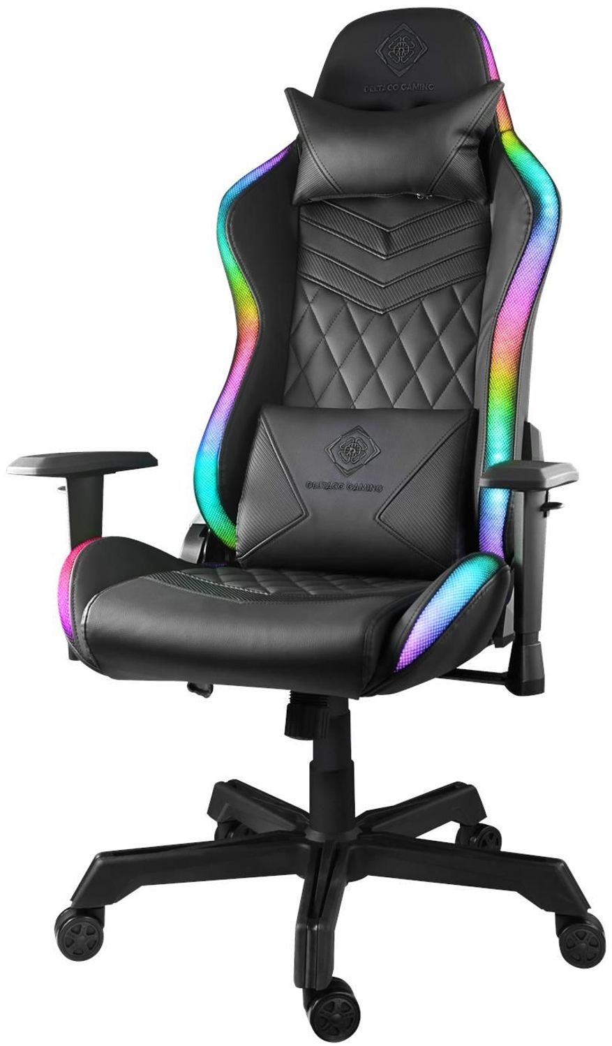 Gaming Stuhl GAM-080 RGB Beleuchtung Kunstleder Nackenkissen