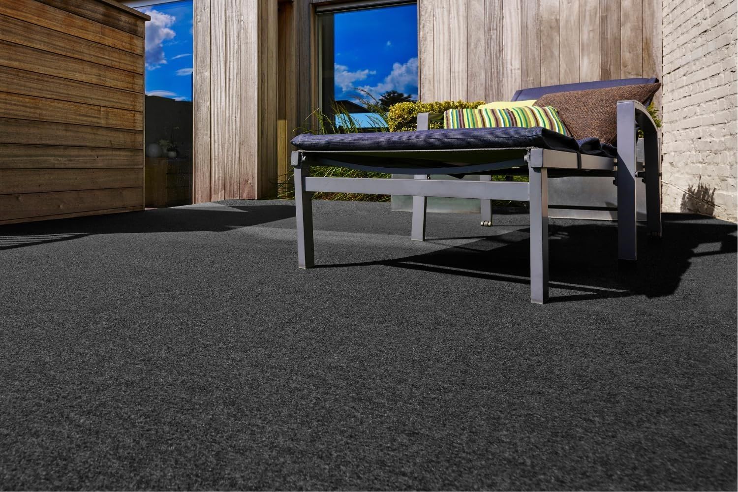 andiamo Kunstrasen Outdoor wasserdurchlässig, Rasenteppich wetterfest, Drainage-Noppen, UV-beständig, für Balkon und Garten Anthrazit 400x600 cm