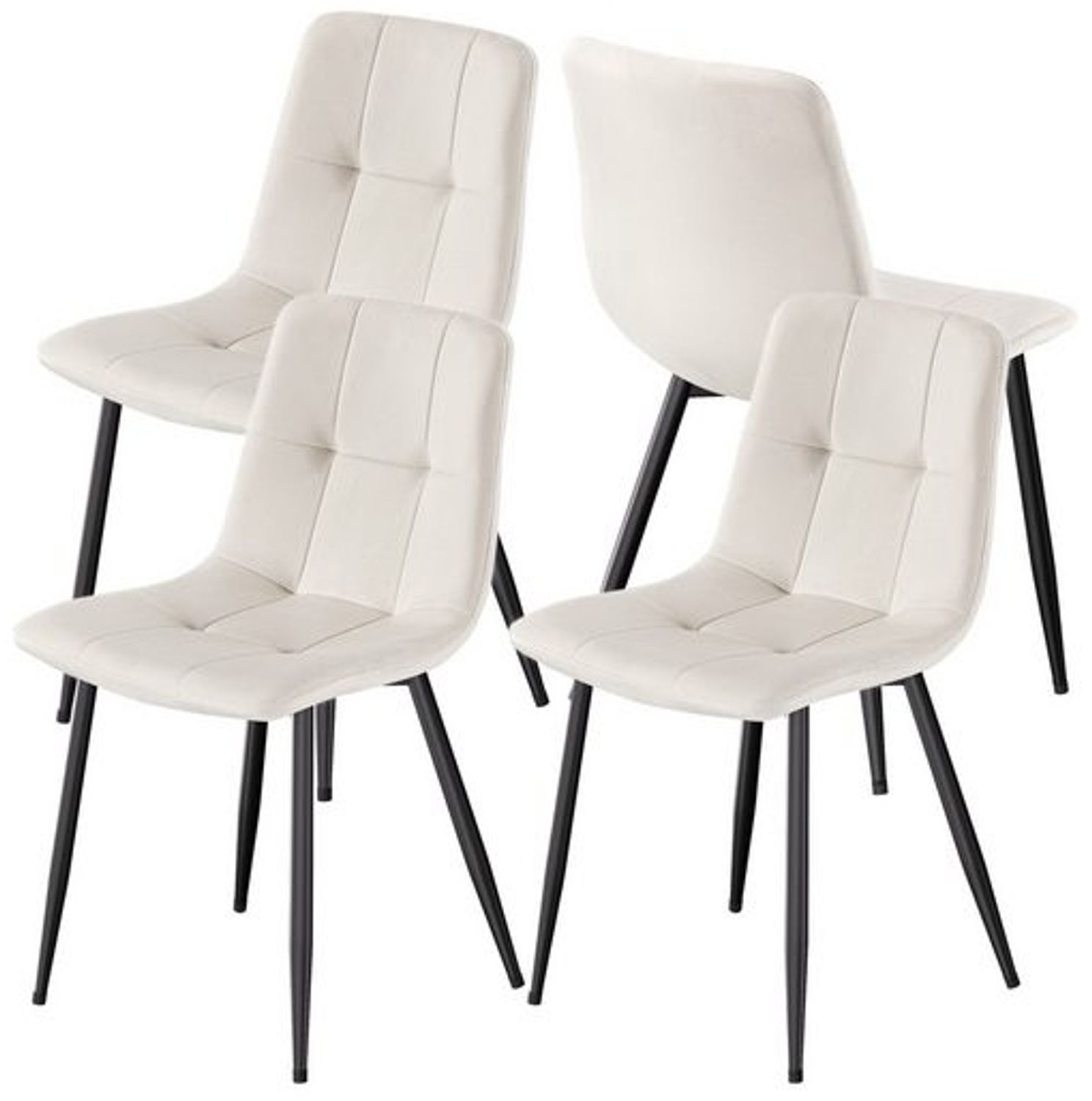 VASAGLE Küchenstühle gepolstert, Esszimmerstühle Samt, moderner Sessel mit verstellbaren Füßen, für Wohnzimmer, 4er Set, beige