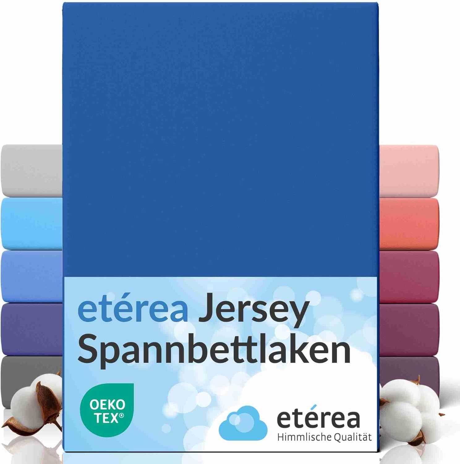 etérea Comfort Jersey Spannbettlaken Blau 180x200 cm - 200x200 cm