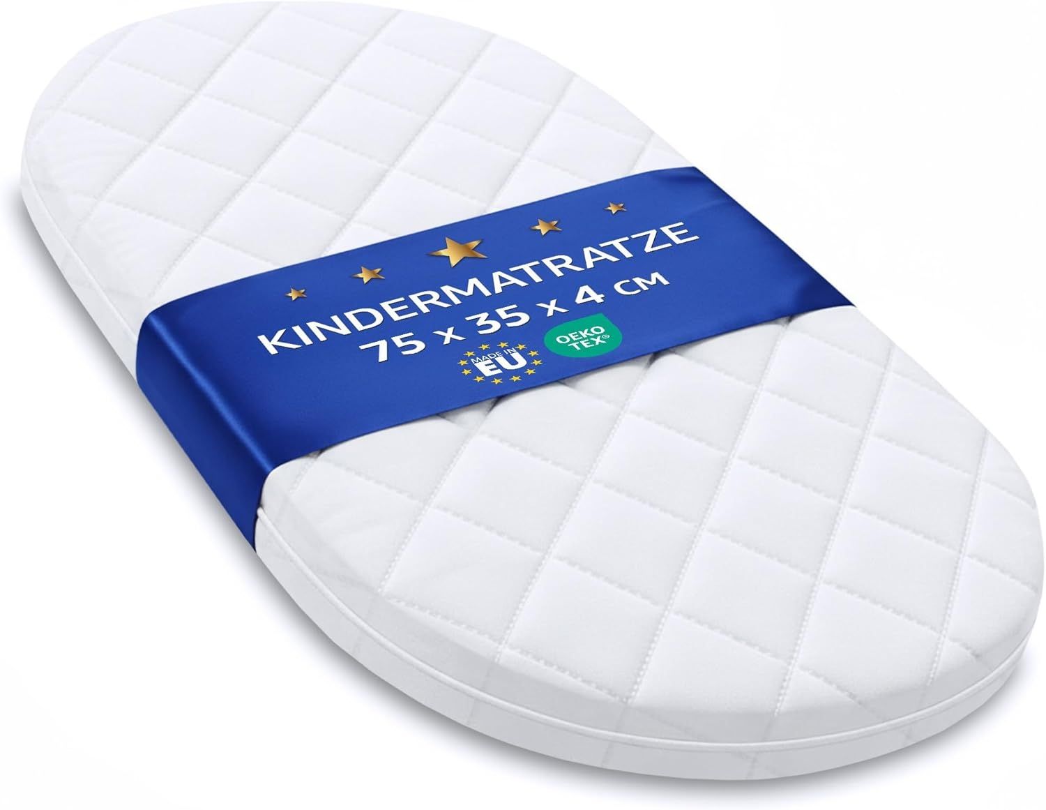 Babymatratze Kinderwagen Matratze 75x35cm - Stubenwagen Matratze oval Beistellbett, Totsy Baby