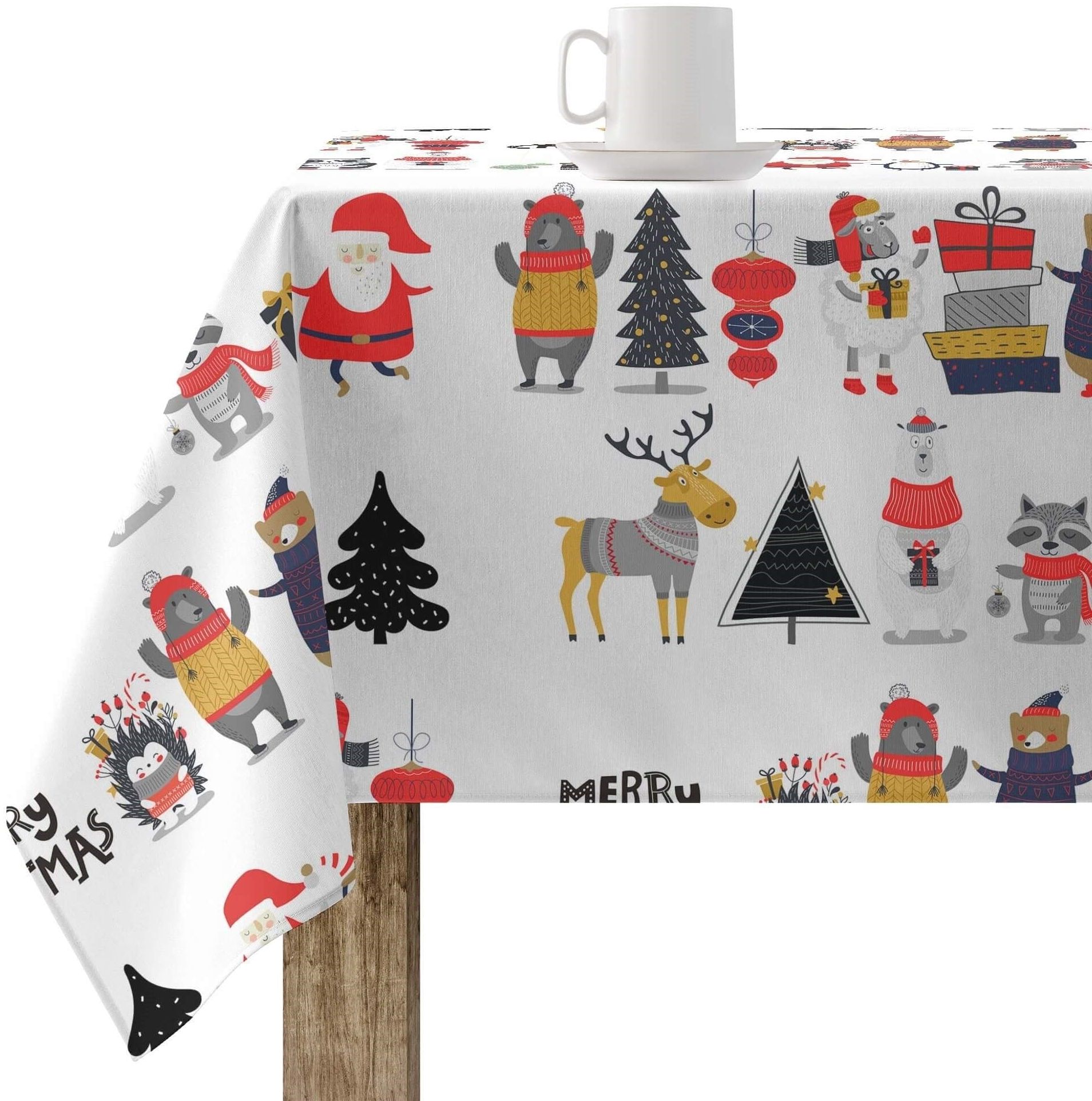 BELUM | Weihnachtstischdecke | Anti-Fleck-Tischdecke | Rechteckig Harz | Tischdecke (laminiert) | Tischdecke | Tischdecke | Heimtisch (140x140 cm)