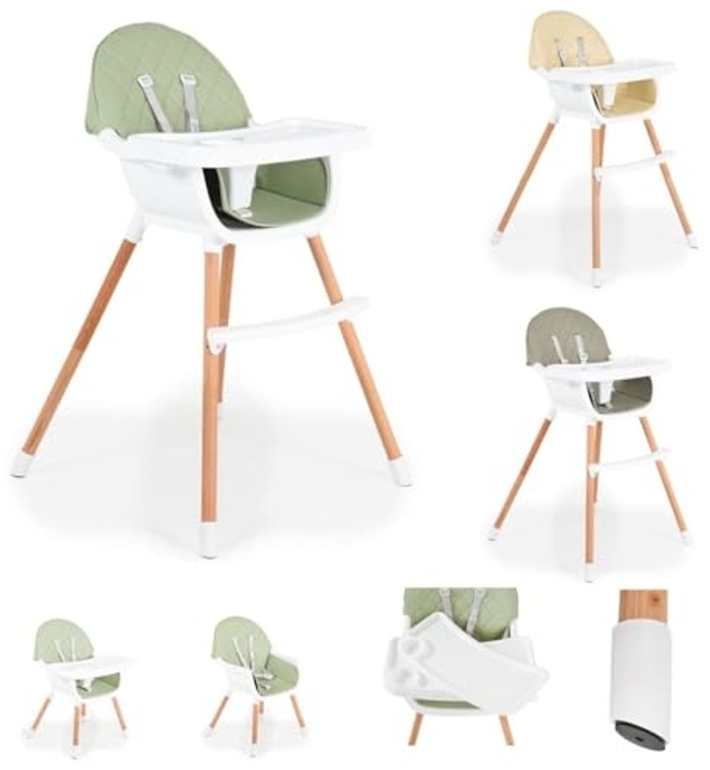 Cangaroo Kinderhochstuhl Gelato 2 in 1 Gurt, Kinderstuhl, Tisch verstellbar grün