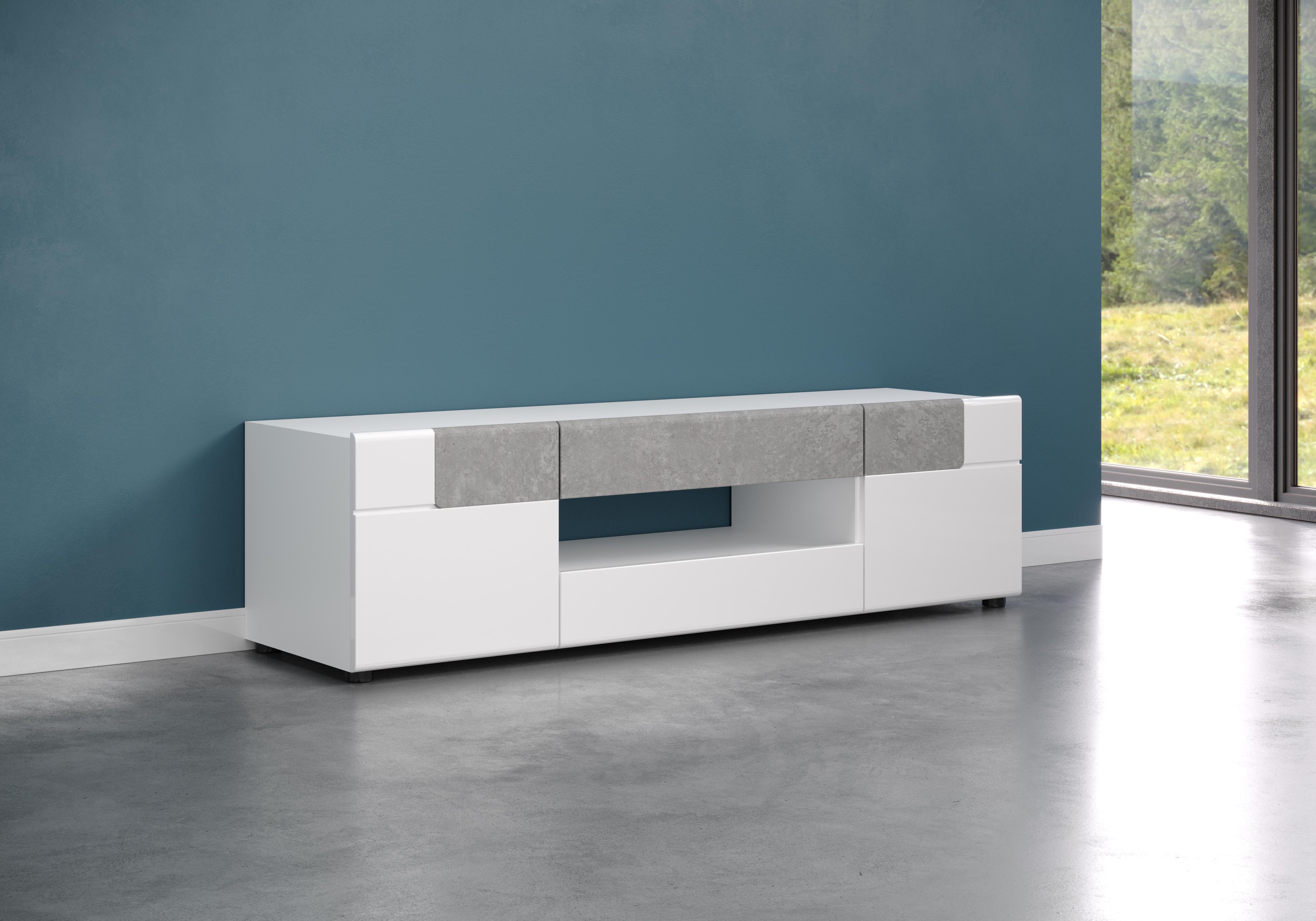 trendteam TV-Lowboard, Weiß Hochglanz, 153 x 43 x 44 cm