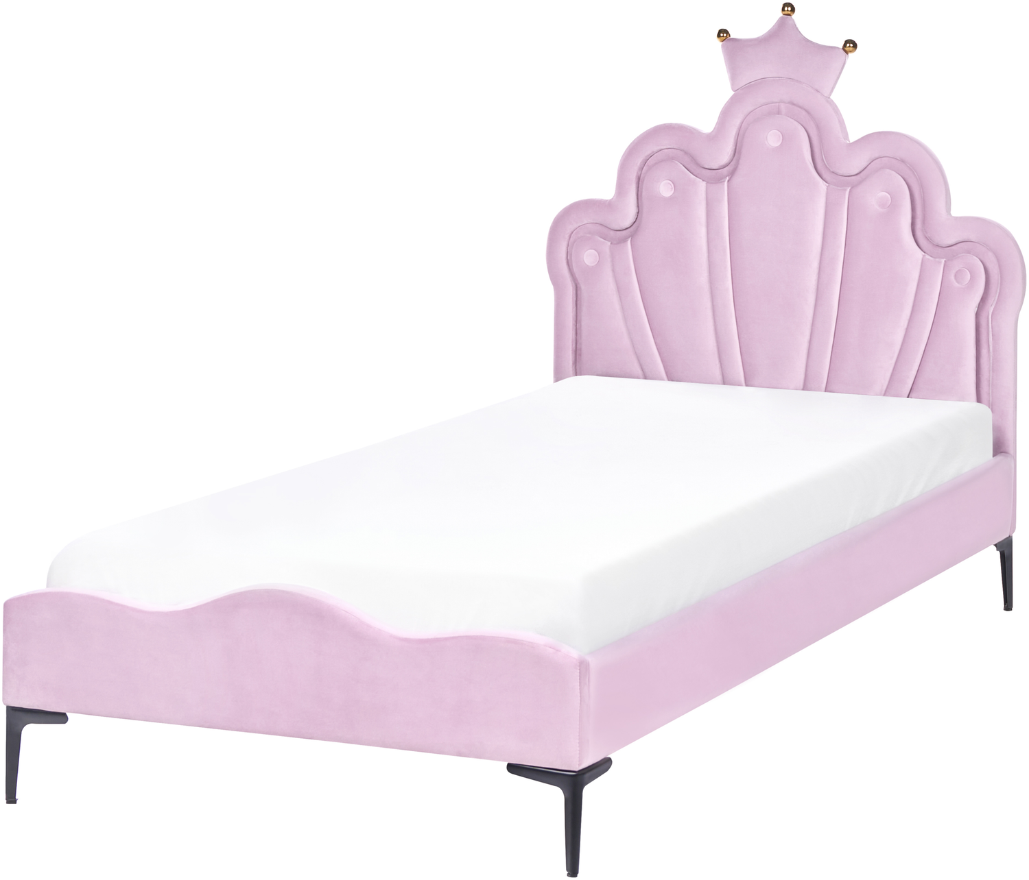 Kinderbett Krone Samtstoff RUBIAN 90x200 cm mit LED-Beleuchtung Violett