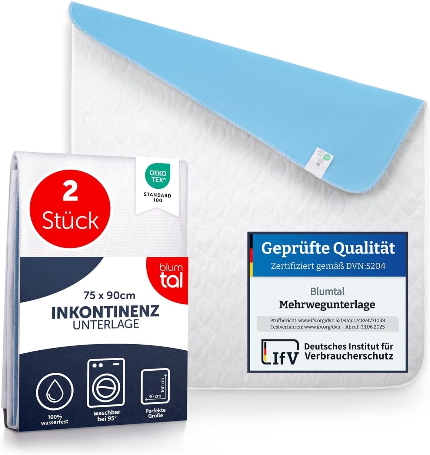 Blumtal® Inkontinenzunterlage waschbar 75x90 cm - Betteinlage für Babys - OEKO-TEX zertifizierte Inkontinenz Bettunterlage für Babys - Bettunterlage wasserdicht - Inkontinenzauflage 75x90 cm - 2er Set