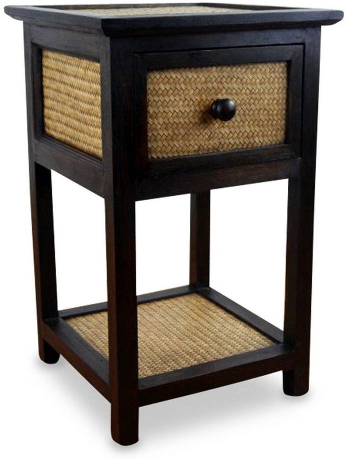 livasia Nachtschrank Rattan Nachttisch 35x35x55cm – Handgefertigt mit Schublade