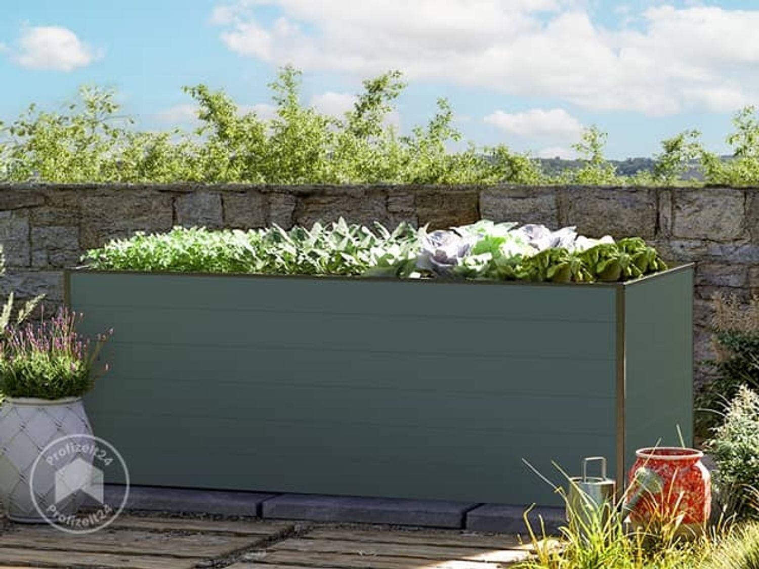 GFP Hochbeet Kräuter-Gemüse-Beet Aluminium CHRISTINA - 195 x 99 x 77 cm - anthrazit