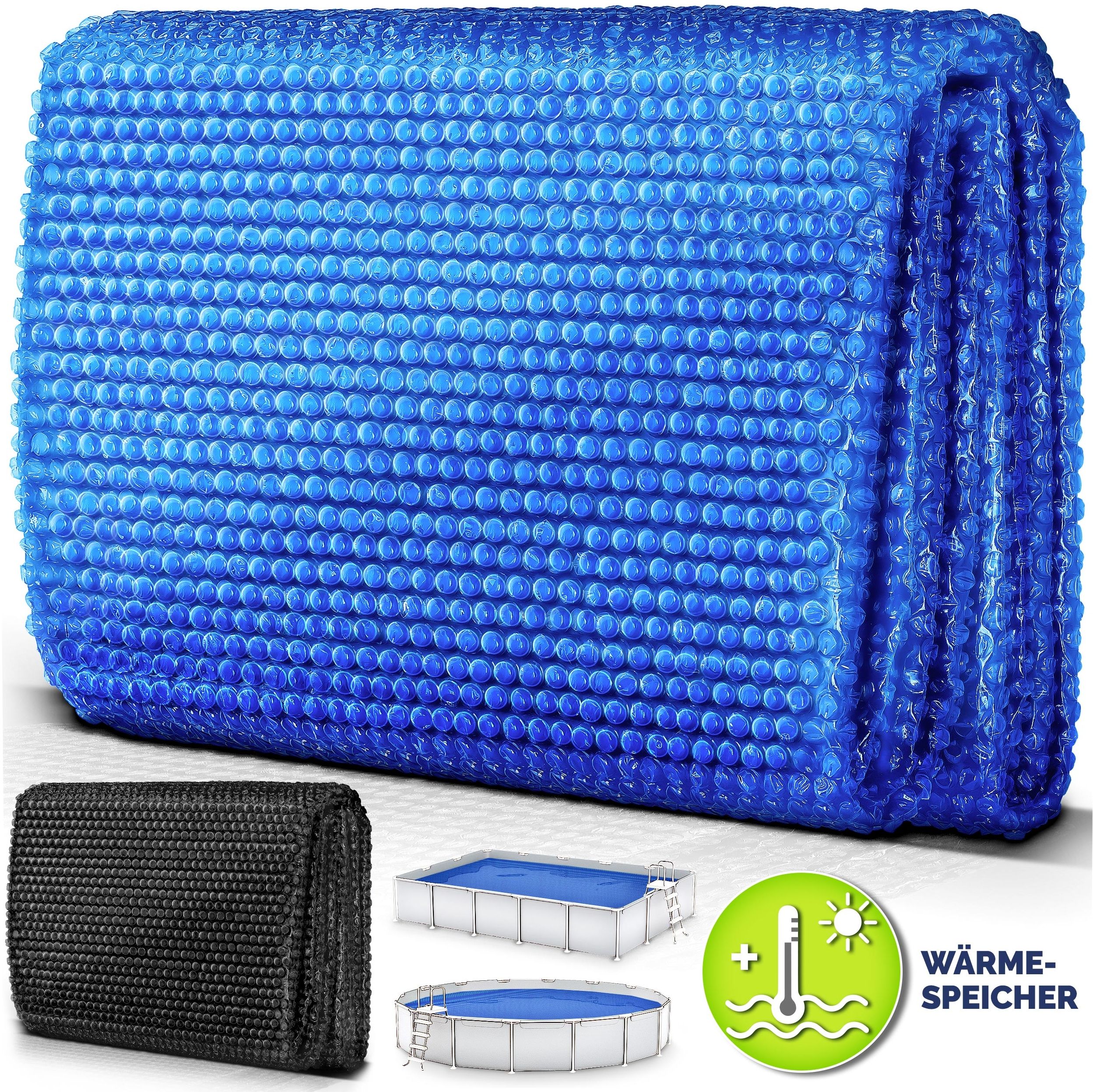 tillvex Pool Solarfolie 260x160 cm - Schwarz Solarplane Solarheizung Solarabdeckplane Poolheizung Wärmeplane Rechteckig