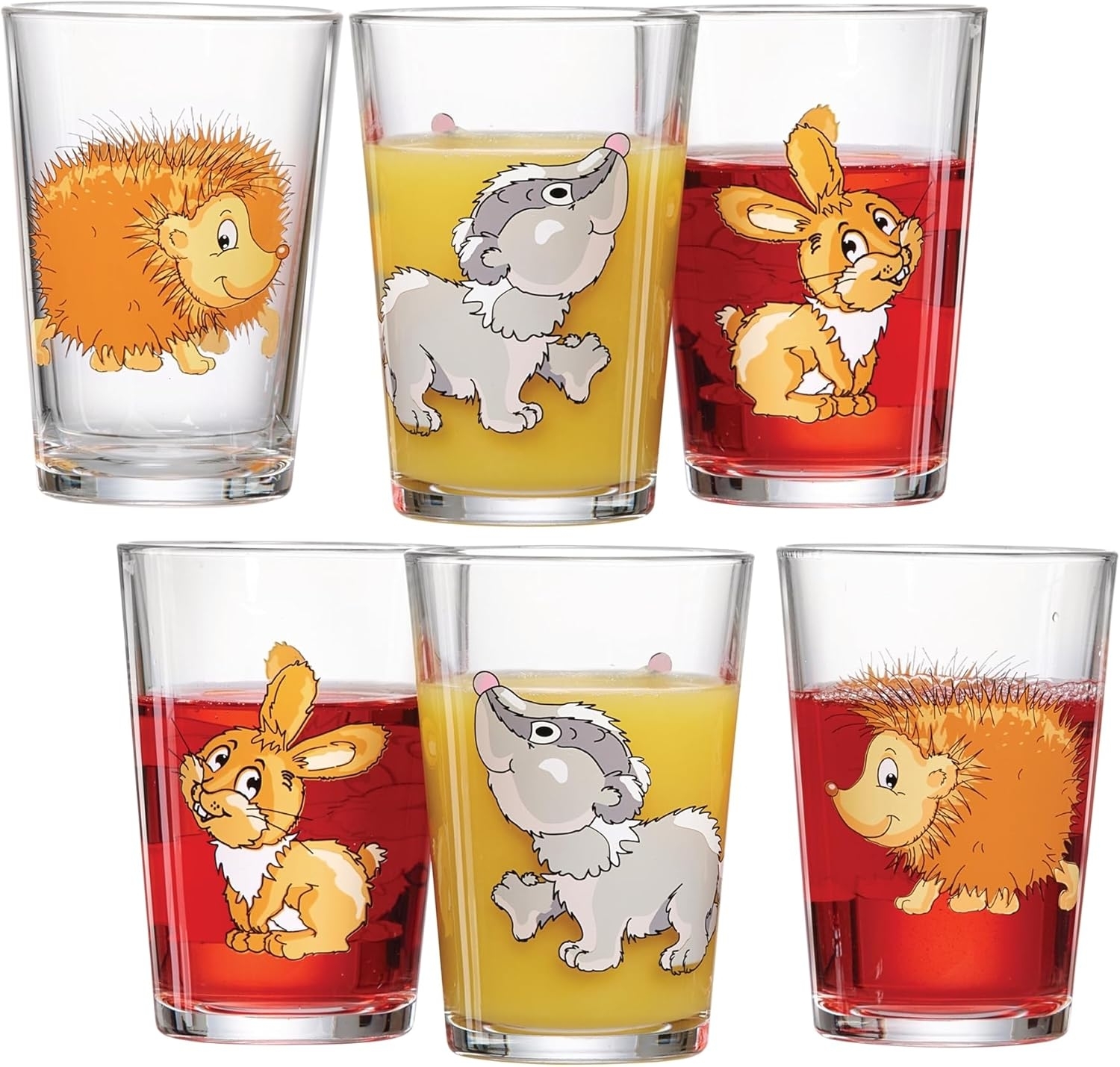 Ritzenhoff & Breker Kinderbecher Waldtiere, 6-teilig, 6-tlg, Glas, 3 verschiedene Tiermotive