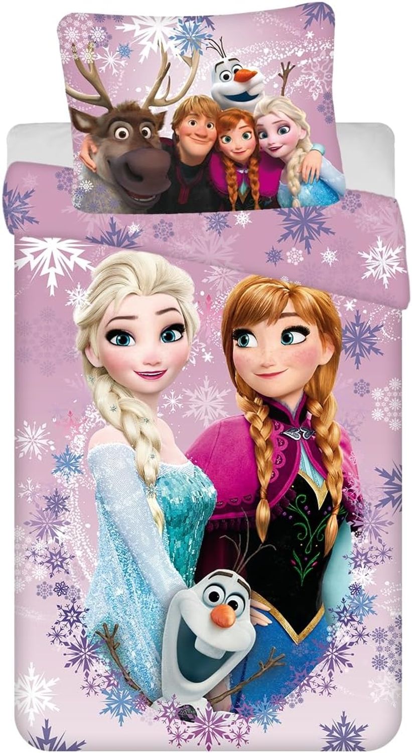 Disney Frozen Bettwäsche-Set 140x200 cm + 70x90 cm aus 100% Baumwolle mit Reißverschluss