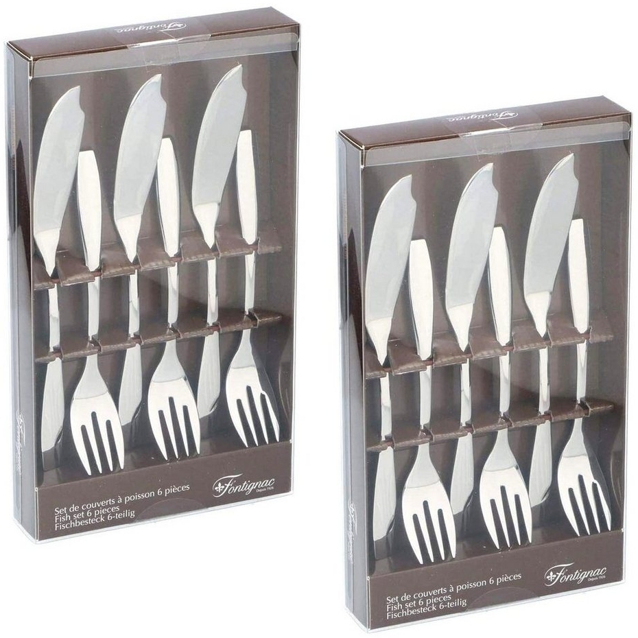 HAC24 Fischbesteck Edelstahl Fischbesteck Fischgabel Fischmesser (12-tlg), 6 Personen, Edelstahl, 12 teilig für 6 Personen