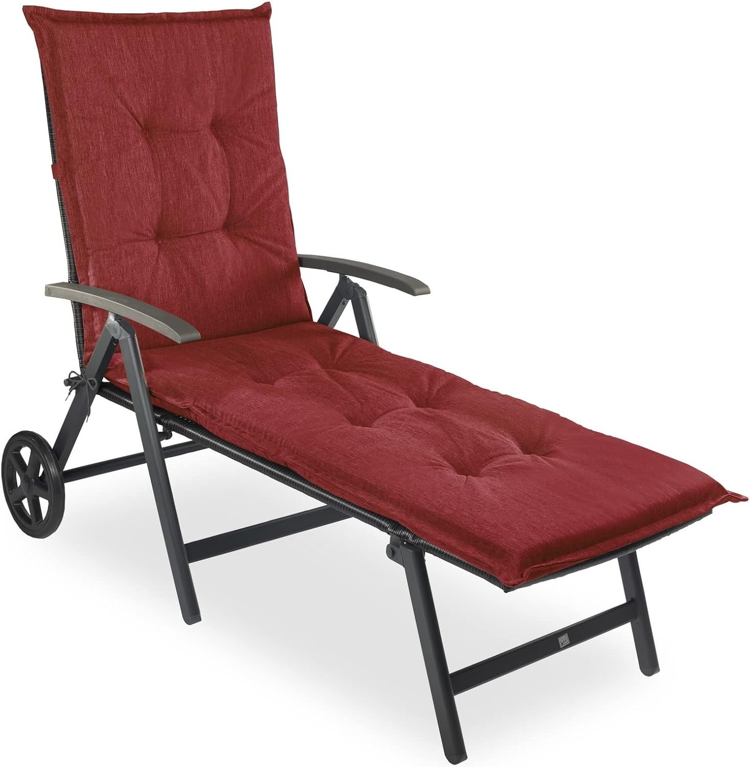 sunnypillow Liegenauflage für Gartenliege, Polyester rot, 190 x 60 x 9 cm