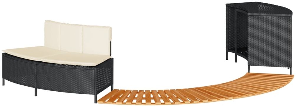 vidaXL Whirlpool-Umrandung Schwarz Poly-Rattan und Massivholz Akazie 365614