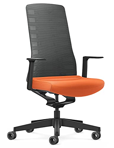 Interstuhl Bürostuhl Pure Active Edition - Ergonomischer Drehstuhl mit Smart-Spring Technologie, anpassbar für Gewicht und Bewegung, Made in Germany (1D-Armlehne, Anthrazit | Orange)