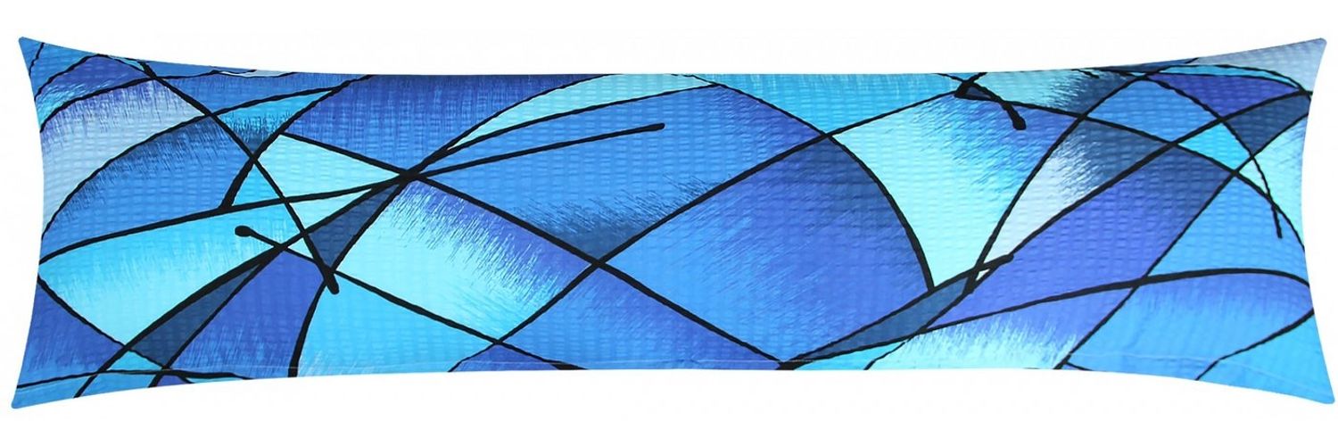 Heubergshop Seitenschläferkissenbezug, (1 Stück), Seersucker 40x145 cm 100% Baumwolle Wildes Muster Blau Modern (183/2)