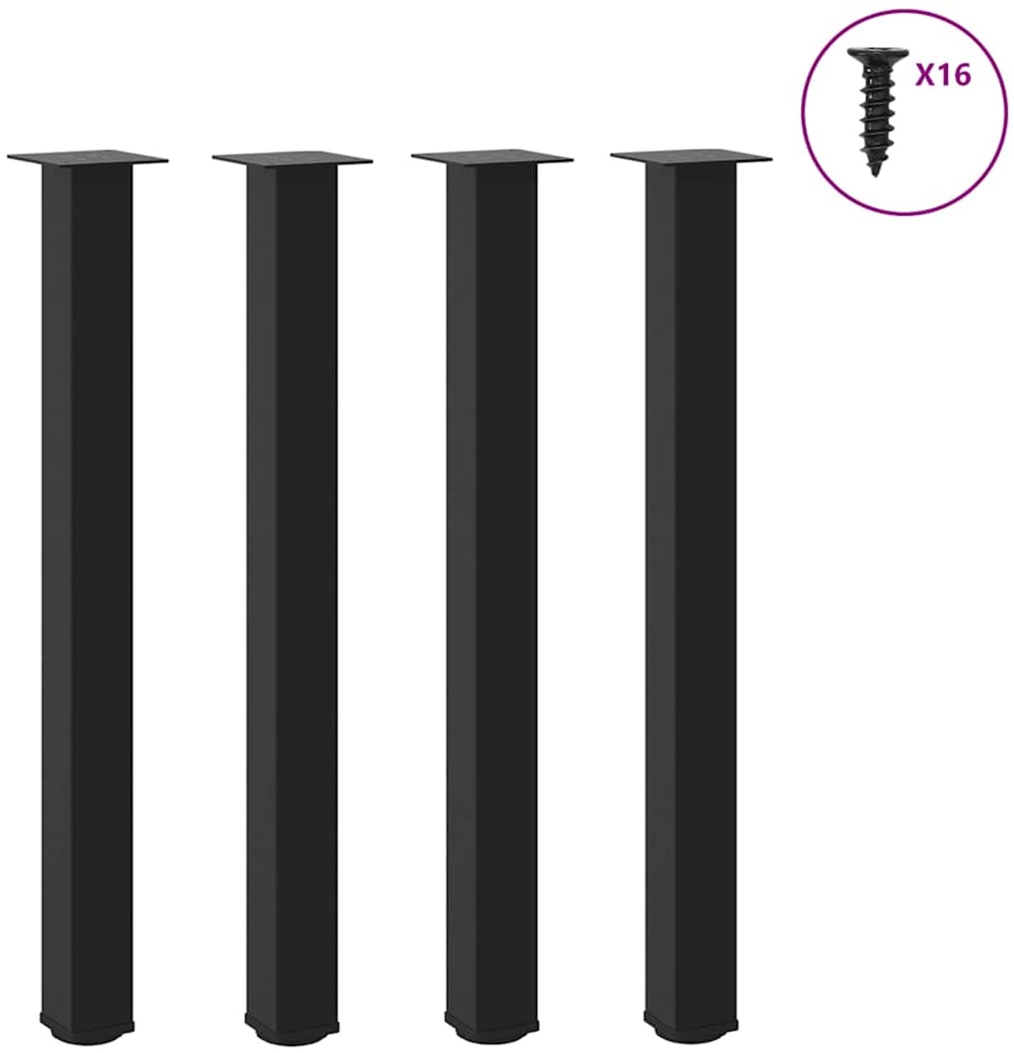 vidaXL Bartischbeine 4 Stk. Schwarz 90-92 cm Stahl 4012472