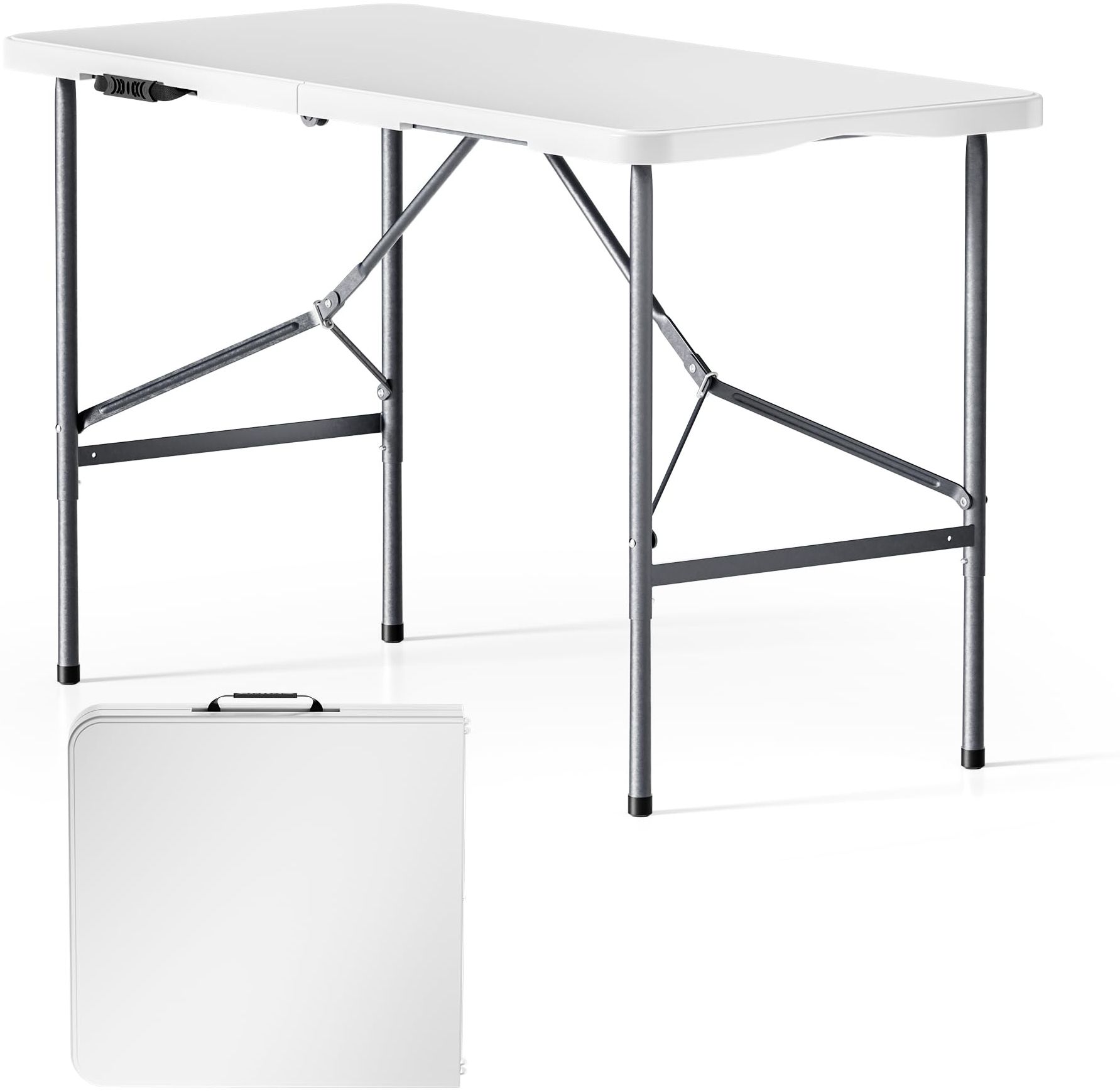 Wiltec Campingtisch klappbar 122 x 60 x 75 cm Klapptisch mit Tragegriff Partytisch Biertisch Gartentisch Buffettisch Bierzeltgarnitur Camping Tisch faltbar