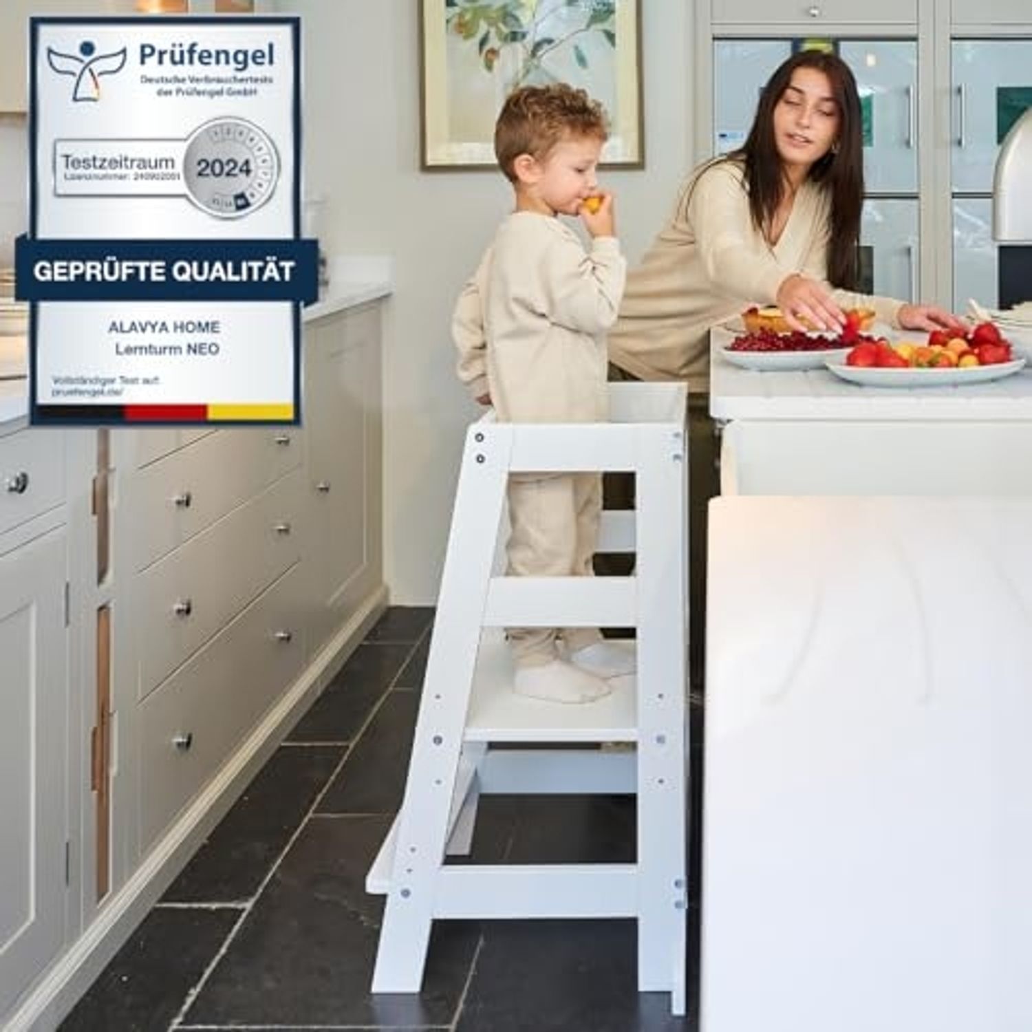 Lernturm NEO aus Buchenholz - Weiß