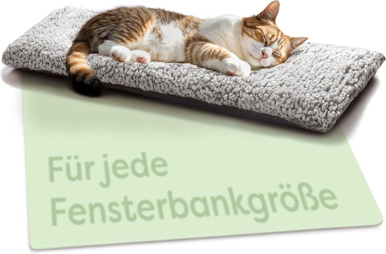 Katzen Fensterliege Fensterbank rutschfest - Selbstwärmende Katzenmatte für Fenster 90x28 cm - Weich & Kuschelig - Waschbarer Bezug (Grau)
