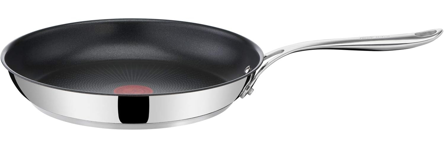 Jamie Oliver by Tefal Cook's Direct On Bratpfanne 24 cm, Antihaft, Induktionstauglich, Backofenfest, Edelstahl, Genieteter Griff, E3040444