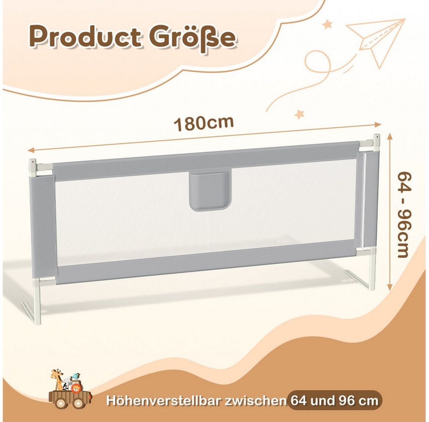 Clanmacy Bettschutzgitter Bettschutzgitter Bettgitter Kinderbettgitter Bettschutz Baby 150cm