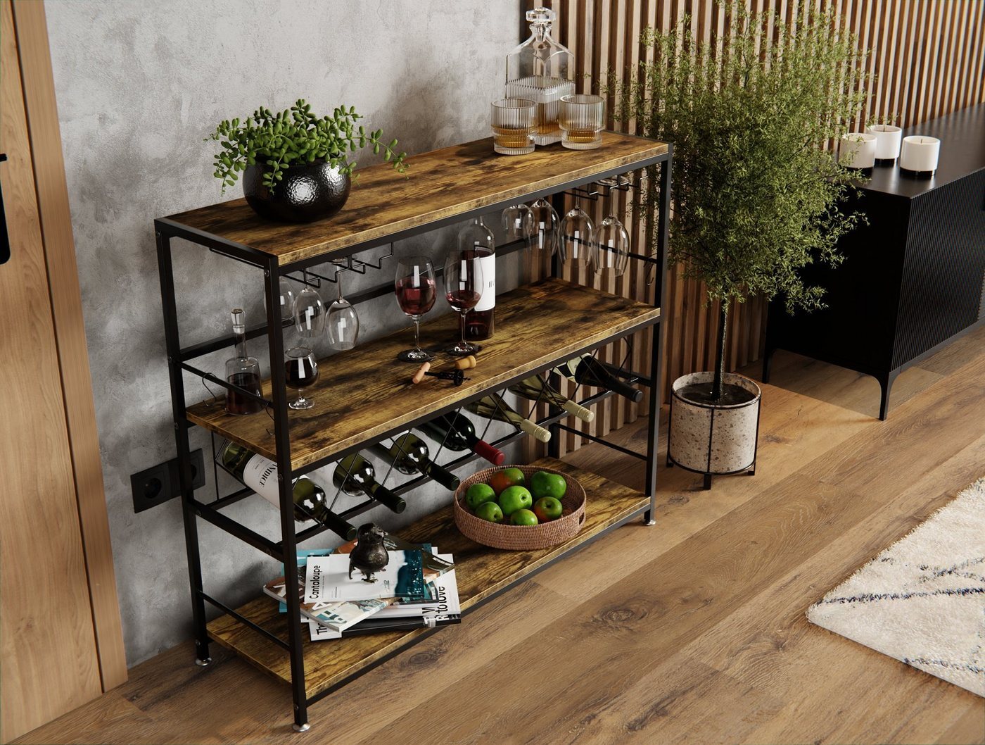 Lenmar Weinregal Weinregal aus Metall, Flaschenregal, Regale, Flaschenhalter LOFT 2-7