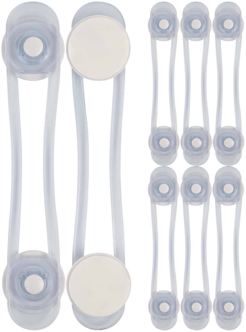 Universal Kindersicherung im 8er Pack, Multifunktionssicherung zum Kleben, Sicherung von Schubladen, Schränke, Mülleimer, Mikrowelle, Kühlschrank, Babysicherung ab den ersten Schritten, transparent