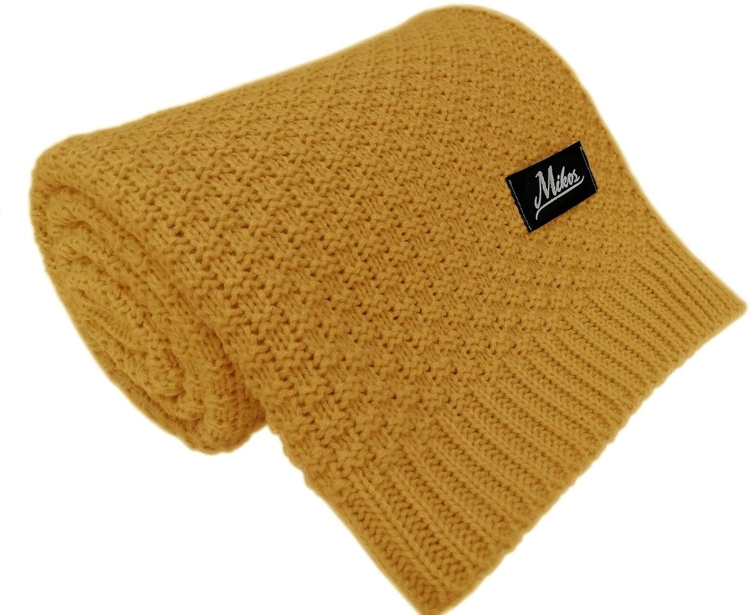 Baby Strickdecke Kuschelige Decke ideal als Baby Decke, Erstlingsdecke, Wolldecke oder Baby Kuscheldecke 80x100 I 100x120 (1033) (Senf, 80x100)