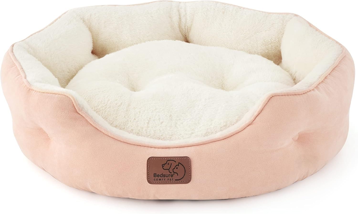 BEDSURE Katzenbett waschbar Katzen Bettchen - 51 x 48 x 15 cm Katzen Bett mit zweiseitig Innenkissen Katzenschlafplatz für Katzen oder kleine Hunde, rosa