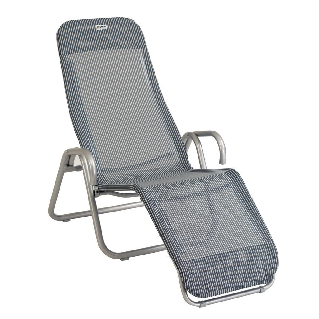 Gardenson Ersatzbezug für Gartenliegen, Grau, Textil, Streifen, 54x190 cm, wetterbeständig, UV-beständig, lichtecht