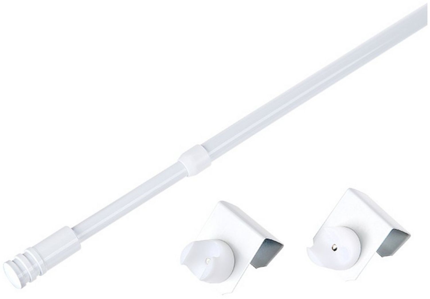 dekondo Klemmstange Gardinenstange "Basic" Klick-fix, weiß, ausziehbar, Fensterhaken klemmbar. Einklicken der Gardinenstange, inkl. Fensterhaken für einen Klemmbereich von 15-20 mm
