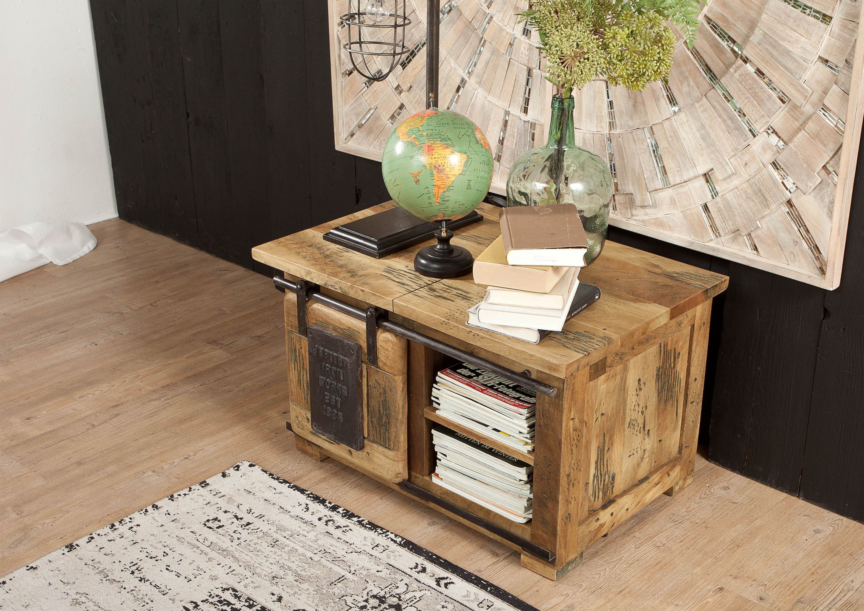 Truhe Mango 76x51x46 natur lackiert RAILWAY #134