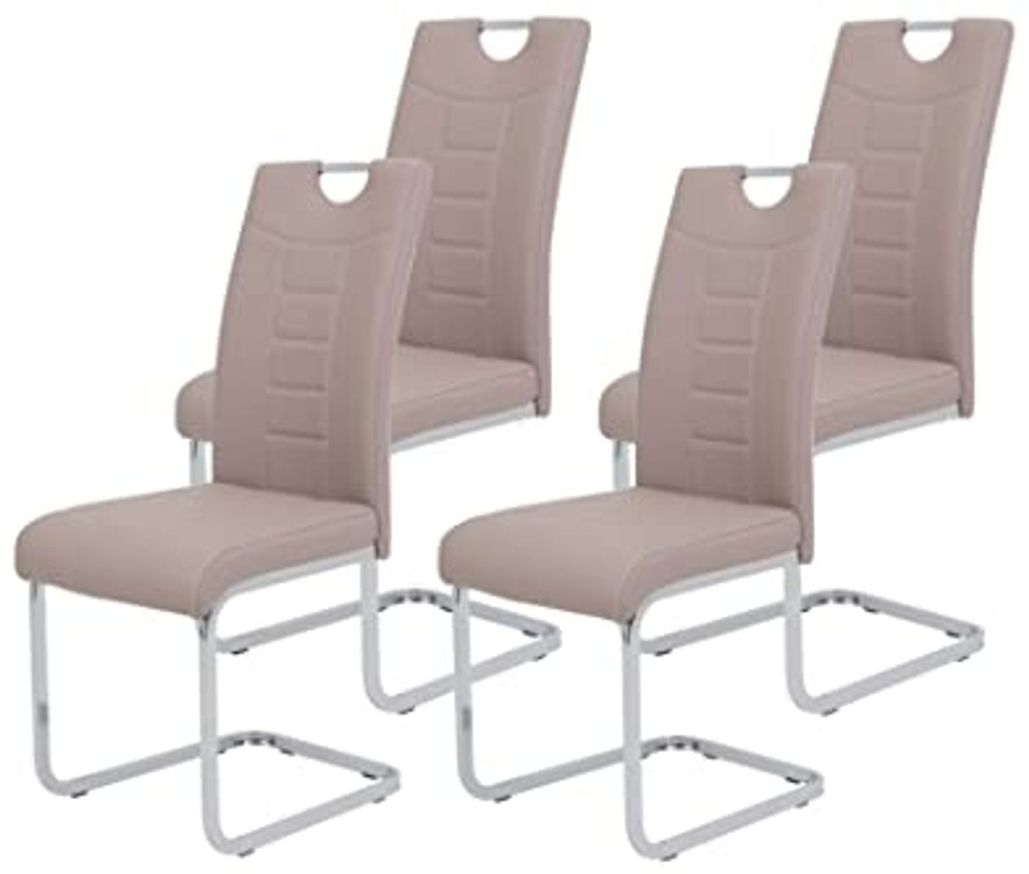 4er-Set Schwingstuhl 'RUBY S' Cappuccino braun Kunstleder