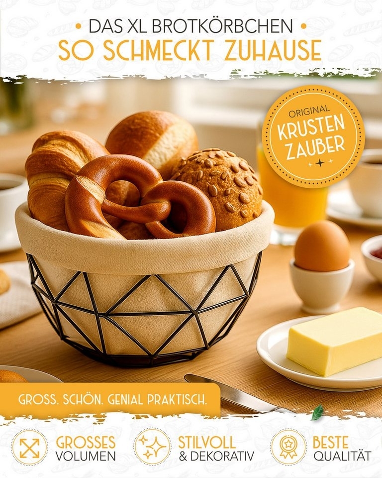 Krustenzauber Brotkasten Moderner Brotkorb & Brotkasten zur Brotaufbewahrung für frisches Brot