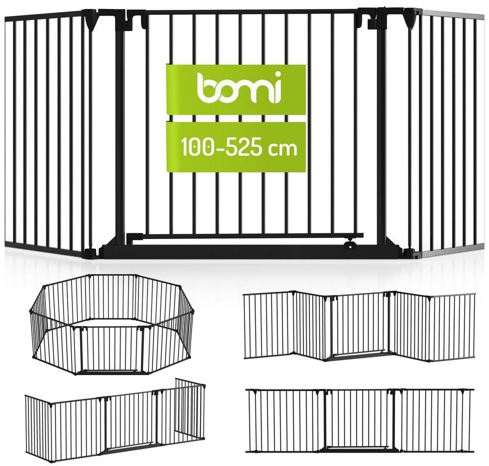 BOMI Türschutzgitter Absperrgitter Milo für breite Durchgänge bis 525 cm, zum Anschrauben oder Aufstellen in Schwarz