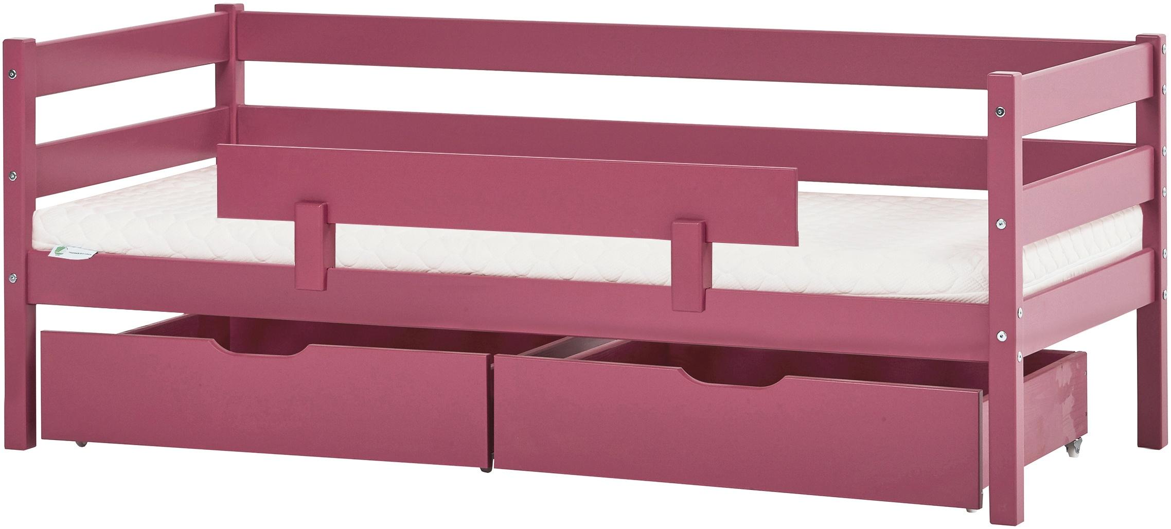 BUNDLE Hoppekids ECO Comfort Juniorbett 70x160 cm in Baroque Rose (Pink) mit Schubkästen, extra Rausfallschutz und ECO Dream Matratze