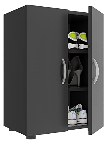 MID.YOU Schuhschrank, Anthrazit, Metall, erweiterbar, 2 Fächer, 48.5x73.9x32 cm, Garderobe