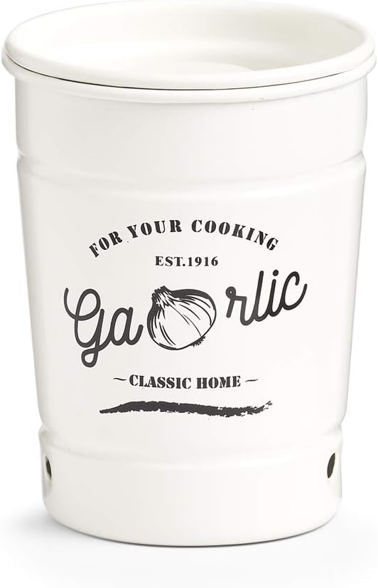 ZELLER 19345 Vorratsdose KNOBLAUCH aus Metall, weiß