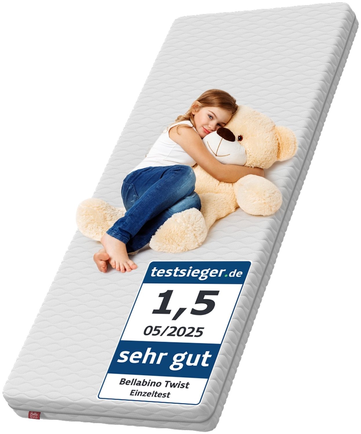 Bellabino 'Twist' Kindermatratze 90x190 cm, Höhe 11 cm, Härtegrad H2, Kaltschaummatratze, abnehmbarer Bezug