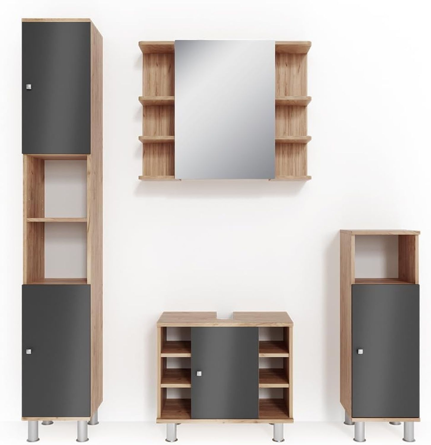 Badmöbel-Set Fynn Eiche 4 Teile Vicco