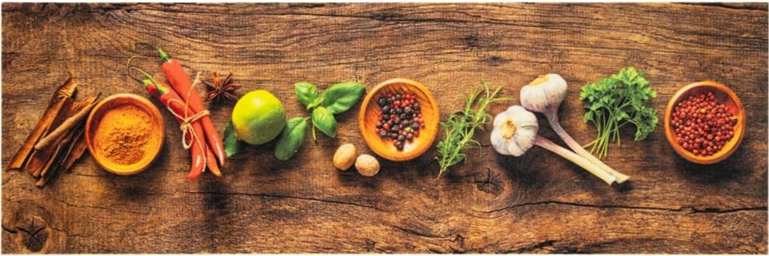 vidaXL Küchenteppich Waschbar Gewürze 60x180 cm Samt 4005606