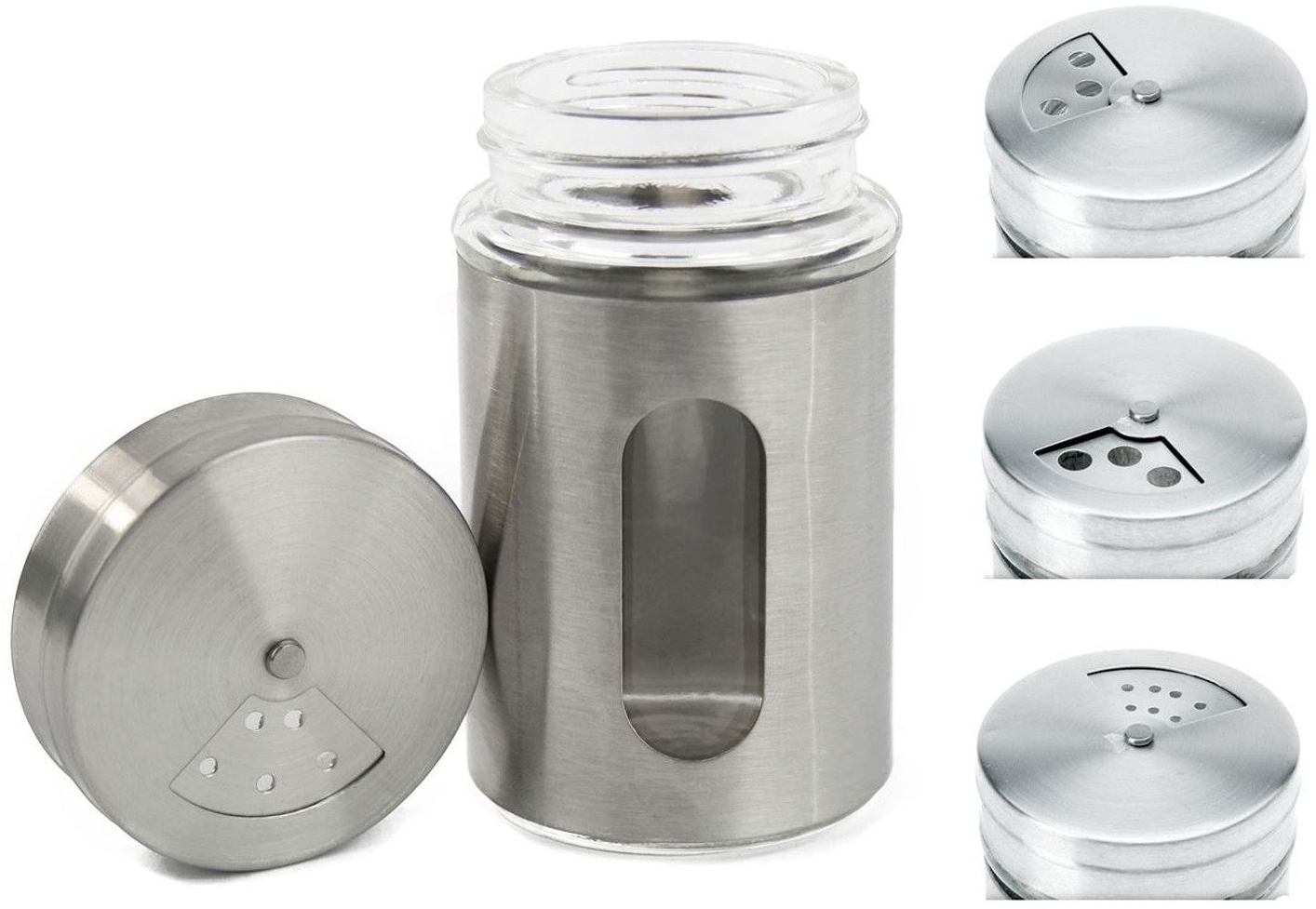 BURI Glas-Gewürzstreuer Salzstreuer Pfefferstreuer Gewürzdose Gewürzbehälter Streuer