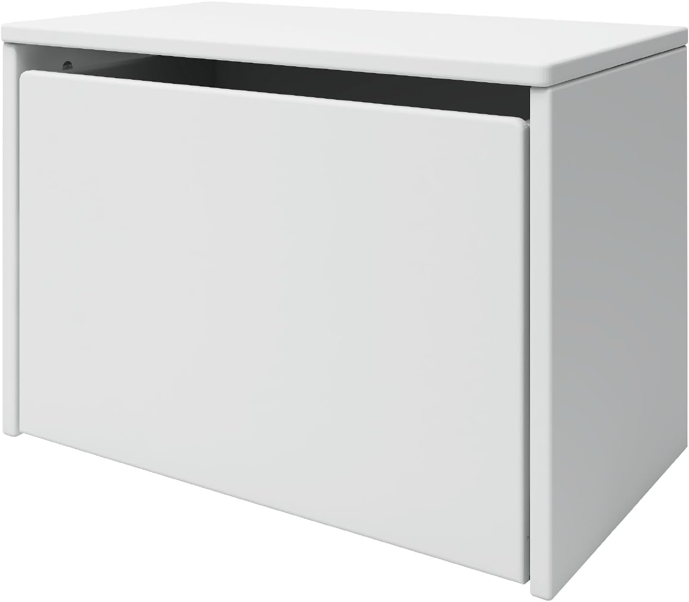 Flexa Play 3 in 1 | Nachttisch, Sitzbank, Aufbewahrungskiste mit Stauraum und Rollen | Ideal für Kinder Dank Easy-Grip-Technologie, Ungiftiger Lack Auf Wasserbasis, Weiß | Maße: 42x60x35cm