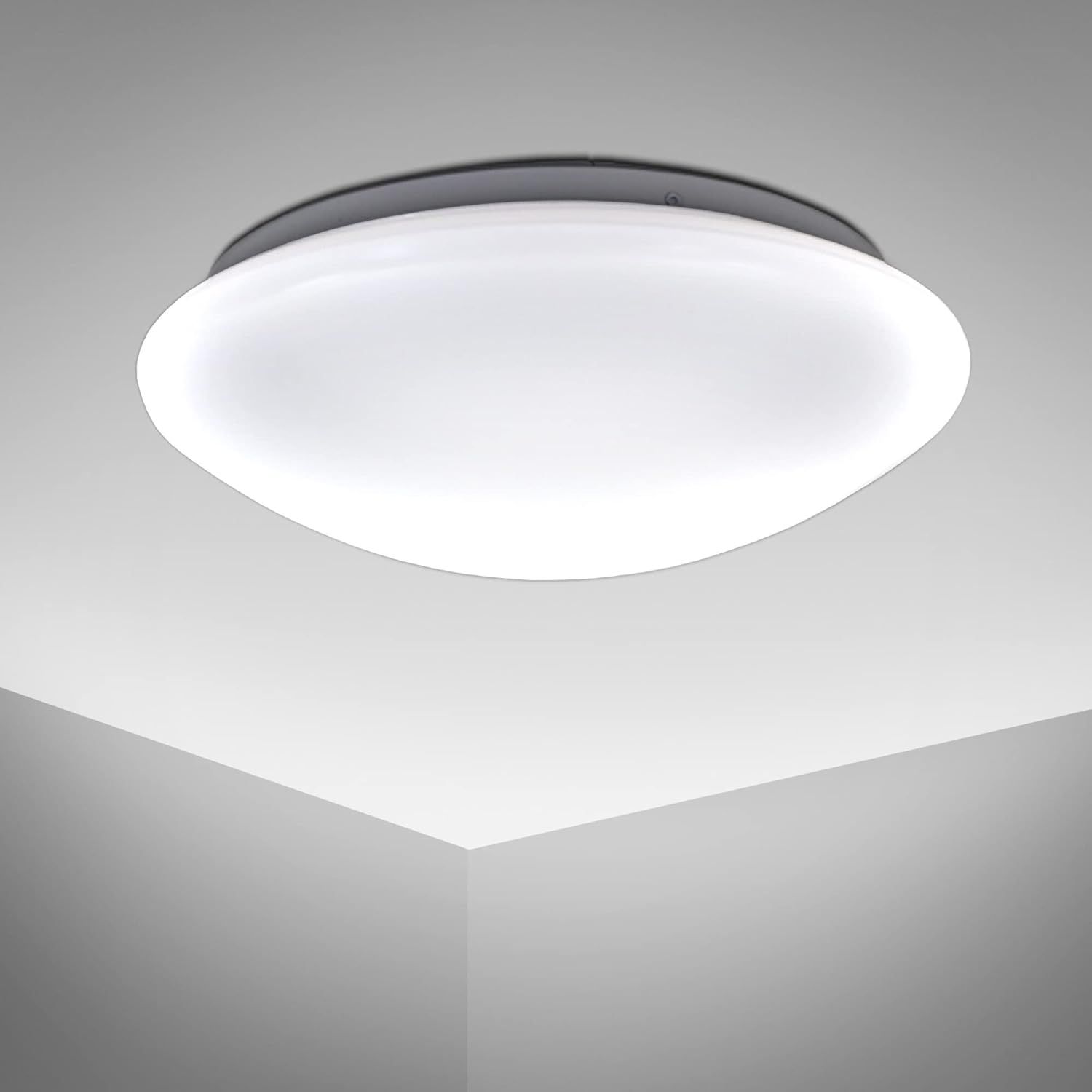 B.K.Licht Deckenleuchte Deckenlampe 12W 4.000K 1.200lm - BKL1084, LED fest integriert, Neutralweiß, IP44 Badezimmer Weiß Ø290mm