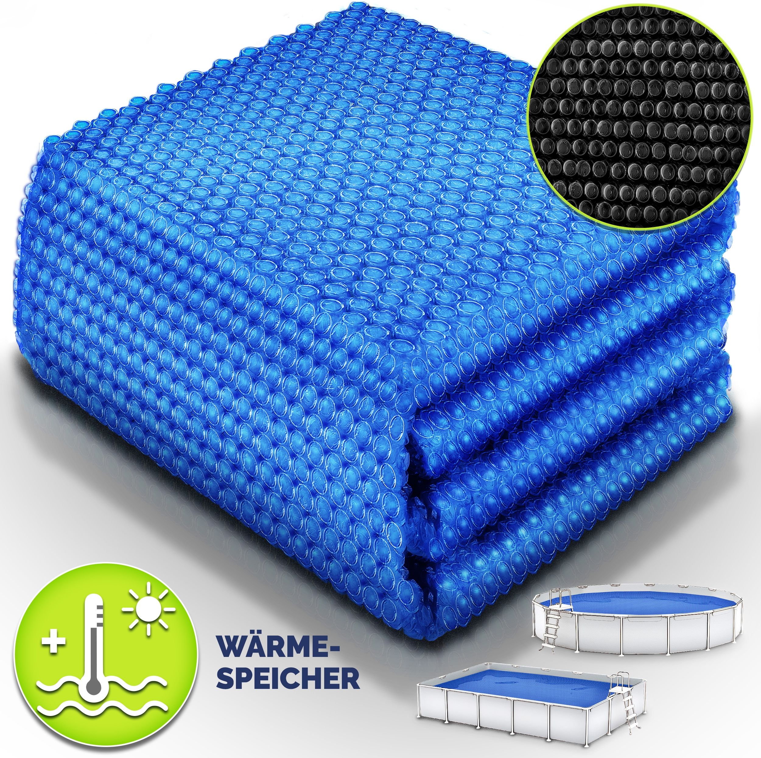tillvex® Premium Pool Solarabdeckplane 400 µm Rechteckig 260x160 cm | Solarfolie Wärmeplane zuschneidbar | Solarplane Solarabdeckung | Poolheizung Poolsolarplane für Wassererwärmung