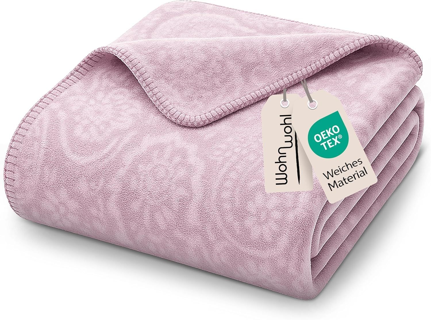 WOHNWOHL Kuscheldecke 150x200 cm • weiche Tagesdecke • Sofadecke • Wohndecke • Winterdecke • Ökotex Zertifizierte Baumwolldecke • Farbe: Muscheln